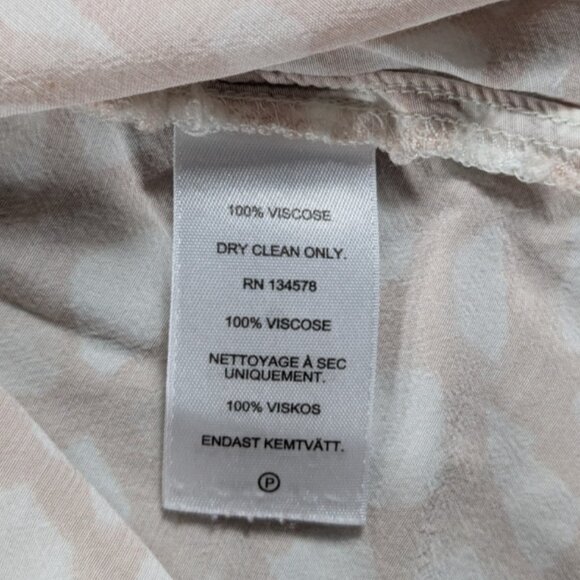 Vineyard Vines Top Womens Medium Beige Print Peasant Long Sleeve Ruffle Trim BOH - Picture 6 of 10